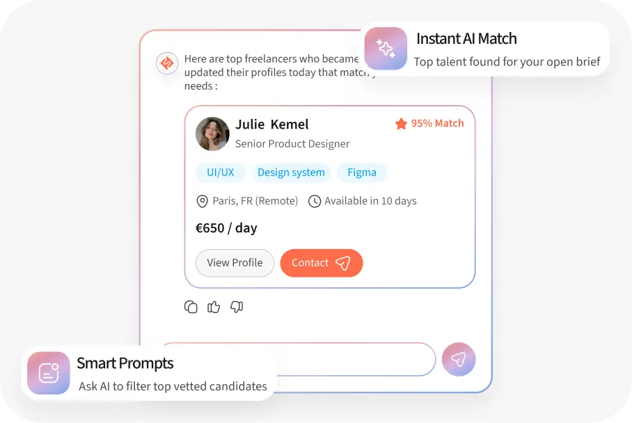 AI talent search with matched freelancers and smart prompts on FinderrLink